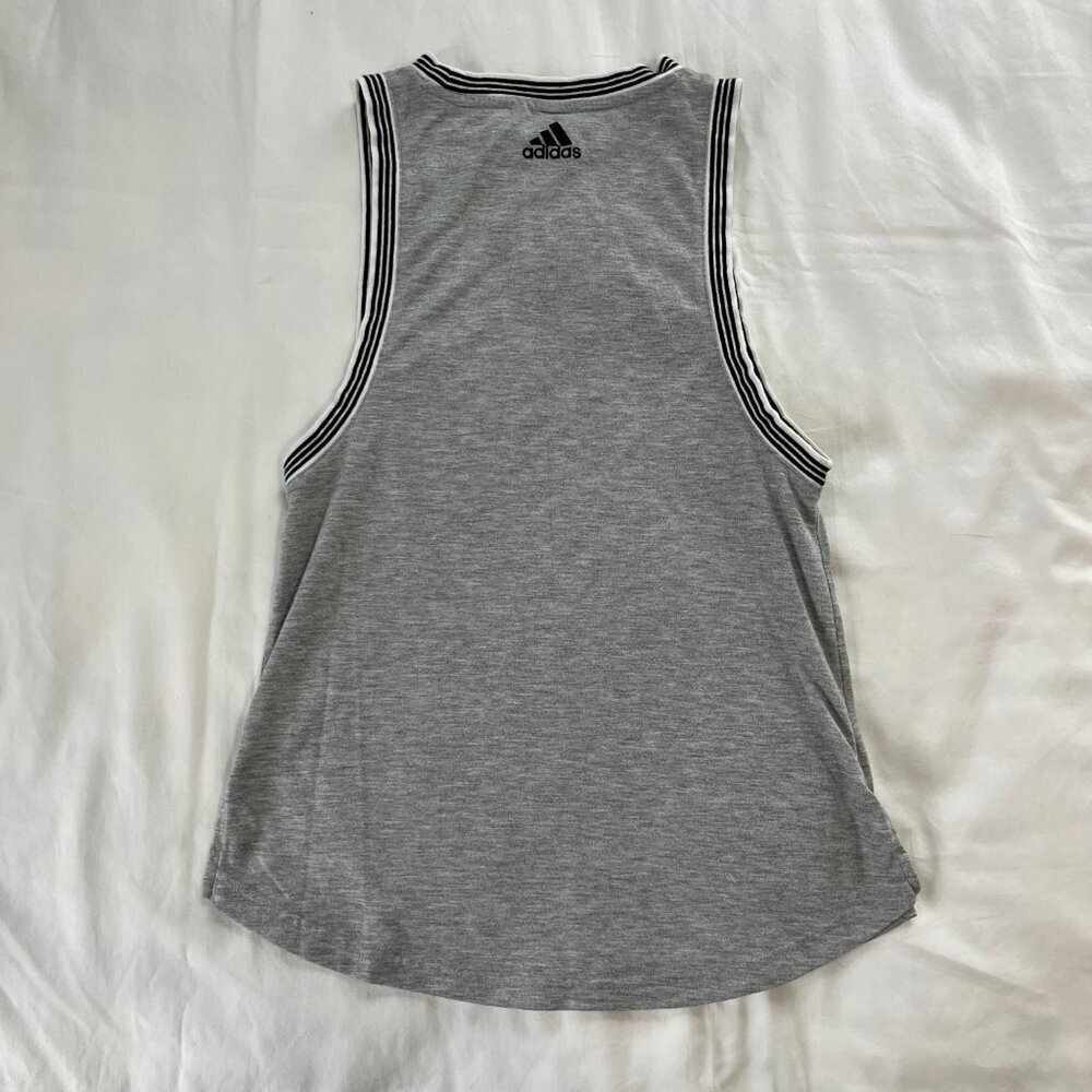 Adidas Light Gray Black White Stripe Detail Athletic Tank Top | Size S - Picture 4 of 5